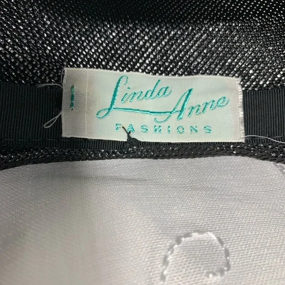 Vintage  Linda Anne Black Straw Hat - Picture 8 of 8